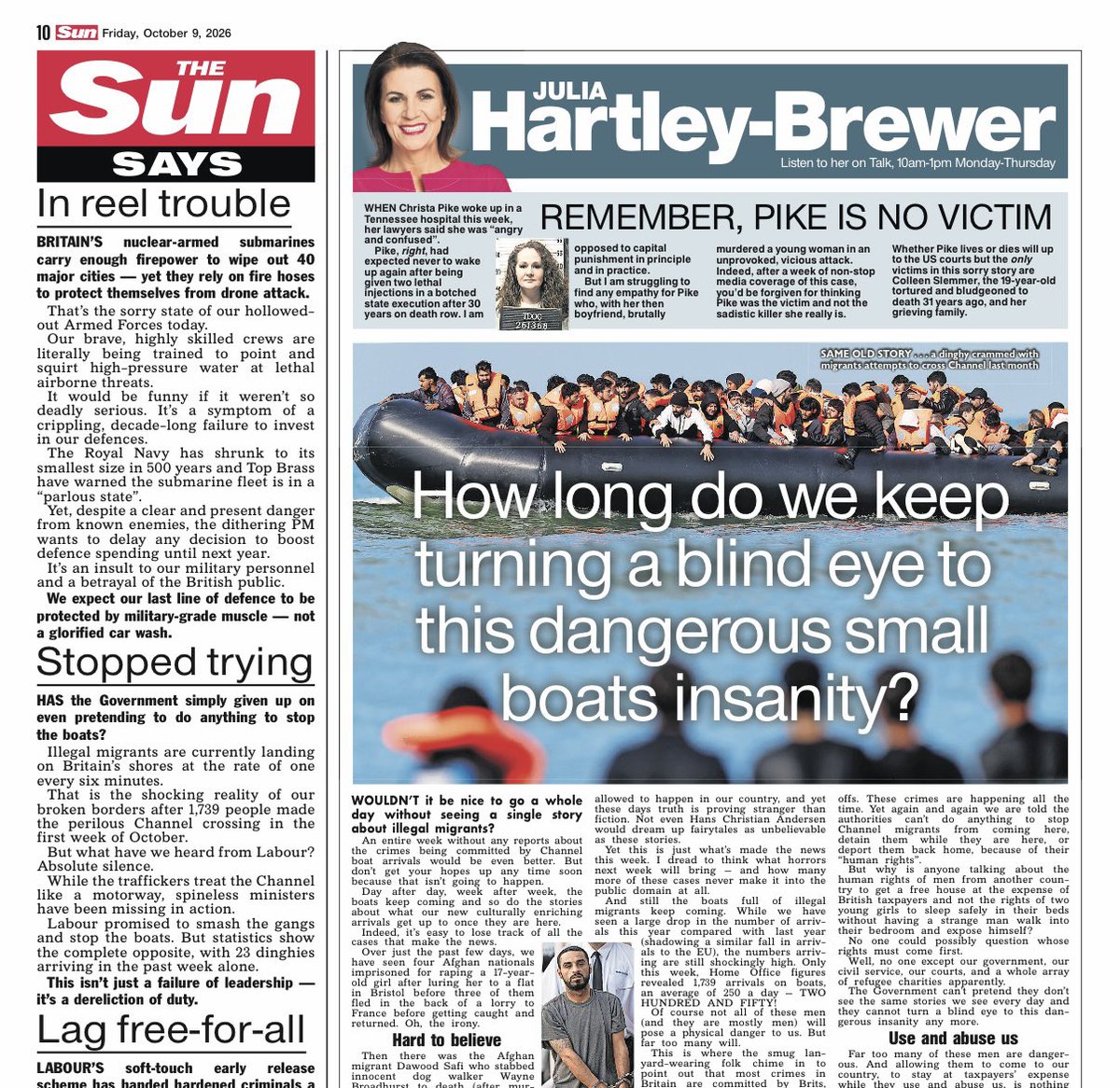 JuliaHB1's tweet photo. The Government can't pretend they don't see the same headlines we do - so how long will they keep turning a blind eye to the Channel boat insanity?

My column for @TheSun. Link to full article ⬇️
https://t.co/hZtZ5UxU8Q https://t.co/DwY1aUPjgF