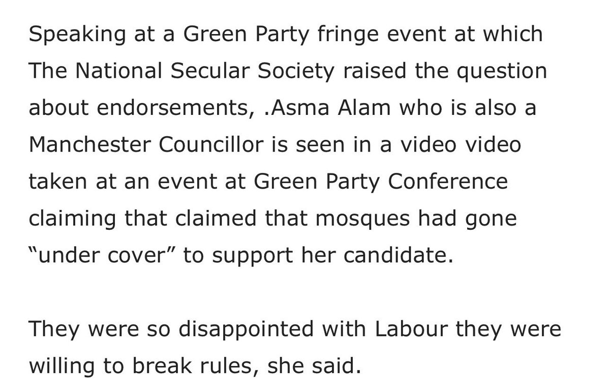 UnityEnforcer's tweet photo. @jamespir @spacebass13 @UK_Dispatch_ Asma Alam LITERALLY told attendees at a Green Party conference that they broke the rules to win

https://t.co/aPrRNMZmKN https://t.co/UvQvIdEttx