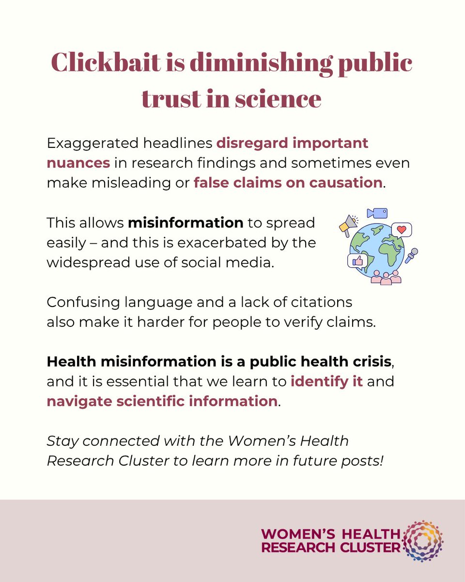 ResearchonWH's tweet photo. 📌 Save this post to keep these red flags in mind the next time a viral health claim pops up on your feed!

#BeyondTheClickbait #ScienceCommunication #MediaLiteracy #WomensHealth #HealthLiteracy #ScienceLiteracy https://t.co/8NJeF0XpIq