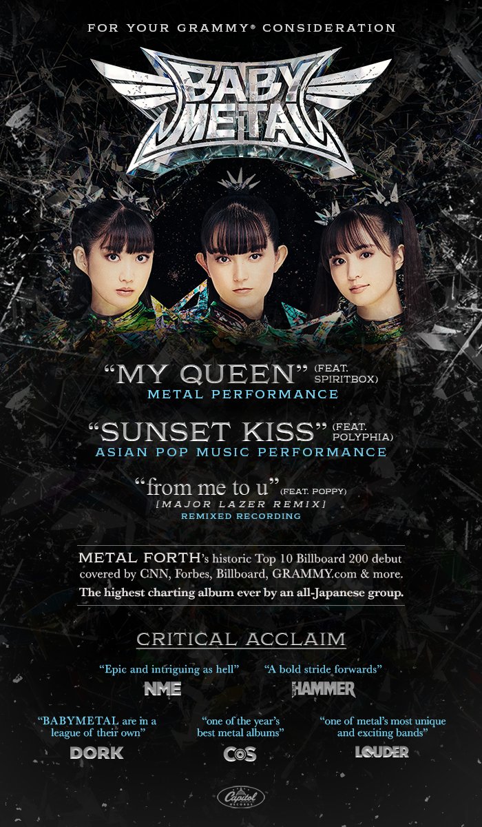 ShowbizByPS's tweet photo. 2027 Grammy FYC banner from BABYMETAL (Billboard). https://t.co/evo4gwcIsp