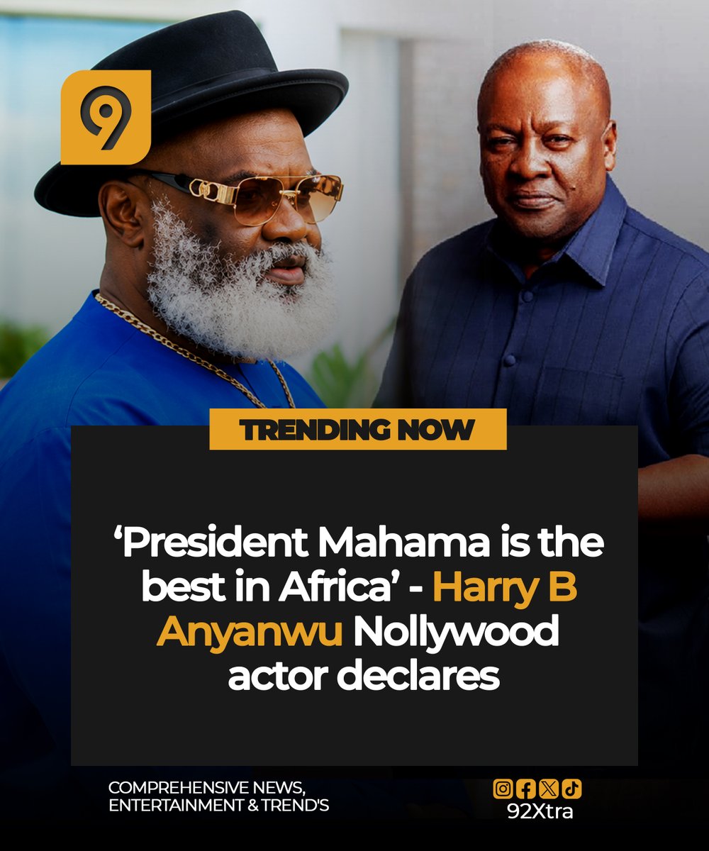92Xtra's tweet photo. A Nollywood actor has described President John Dramani Mahama as the best president in Africa, expressing strong admiration for his leadership.

The statement has sparked conversations about Mahama’s leadership and his standing among African leaders.

#92Xtra #JohnMahama https://t.co/X5He8uTF5U