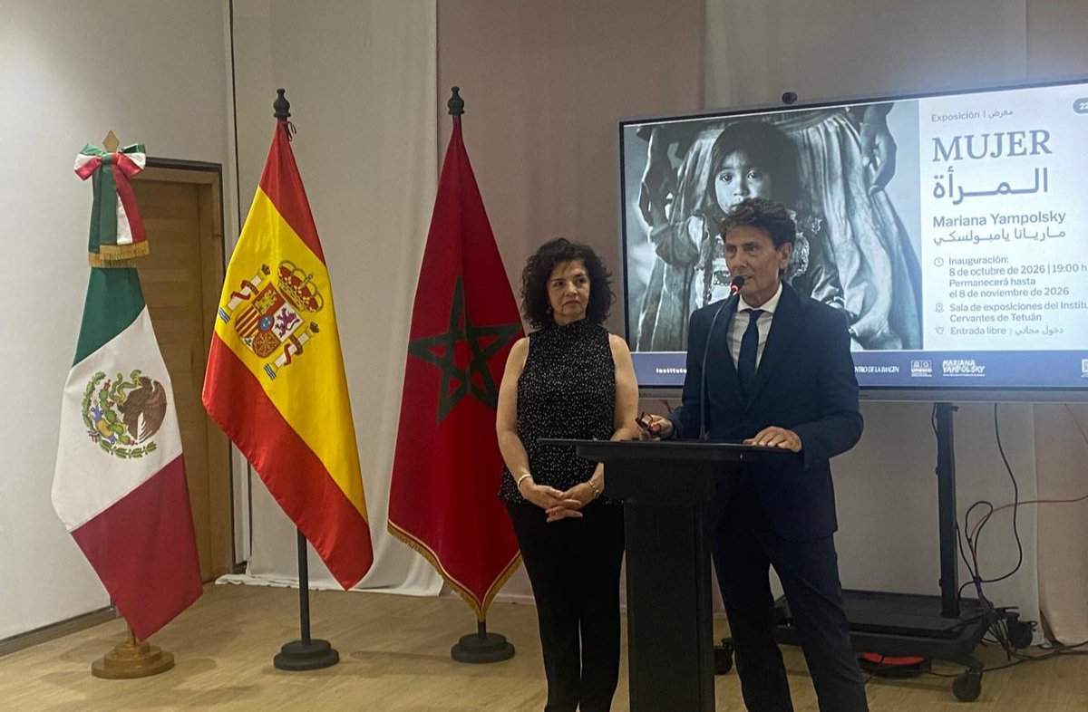EmbaMexMarr's tweet photo. Inauguramos en Tetuán expo. de la gran fotógrafa mexicana Mariana Yampolsky; su obra,patrimonio documental invaluable sobre 🇲🇽su cultura,sus tradiciones,su gente. Gracias #InstitutoCervantes por su colaboración @cimagen @cultura_mx #CulturaMXInternacional #DiplomaciaCulturalMX https://t.co/kjSfAHEsAd