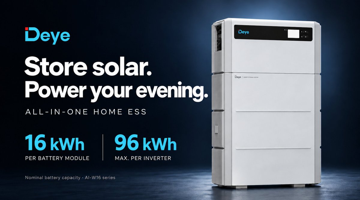 SolarMasterTech's tweet photo. Solar for the hours after sunset.

Deye’s new All-in-One Home ESS: 16 kWh nominal per battery module, expandable to 96 kWh per inverter. IP66 protection, with single- and three-phase inverter options.

DM us for configuration details.

#Deye #EnergyStorage https://t.co/fQAP447nOs