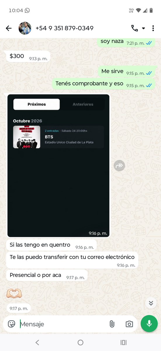 swiftjoonera's tweet photo. hola, necesito ayuda. esta chica me acaba de estafar 300k, estoy en un grupo de cyv de entradas de bts y cuando mande mensaje buscando para el 24 ella me dijo que tenia. después de darme sus datos le pase la plata estando en videollamada me bloqueo, aca dejo sus datos: https://t.co/ZQPobkpvWG