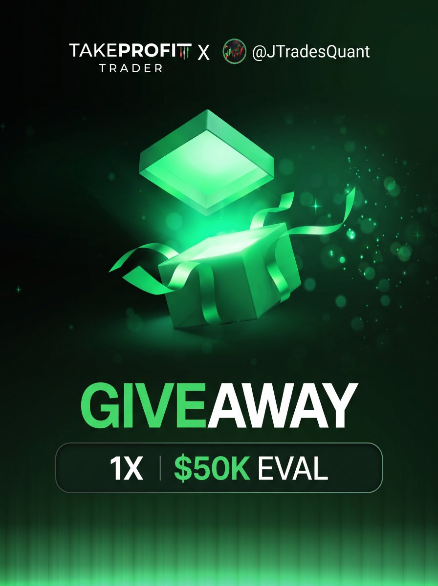 JTradesQuant's tweet photo. Take Profit Trader 50k Eval Giveaway! 🎁  

1x $50K Eval account

To enter:

Follow @JTradesQuant & @TakeProfitLLC    

Like & Repost !
Tag 2 traders in the comments !
Winners announced at Sunday market open (10/11)🔔  

 #Giveaway #FuturesTrading #PropFirm #DayTrading #Trading #NQ #ES