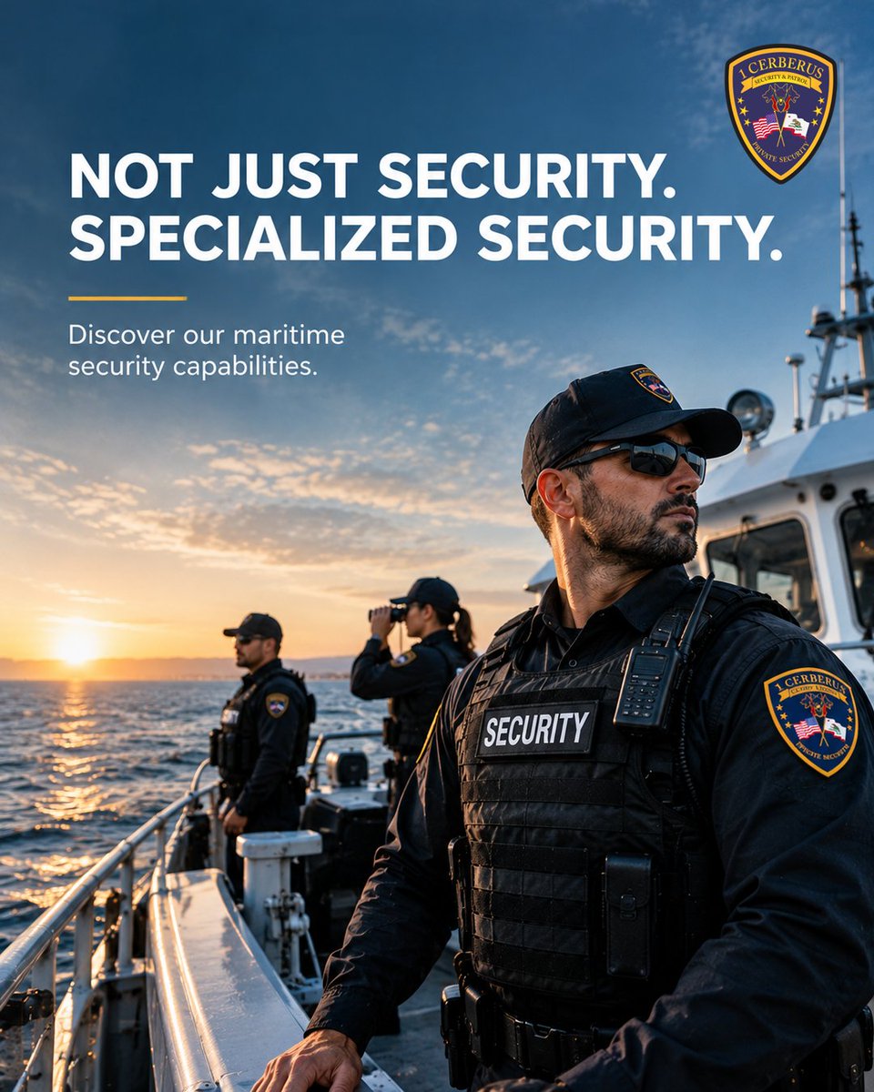 1CerberusSandP's tweet photo. Not every security company goes beyond the shoreline. ⚓

Discover Patrol Security’s Maritime Security spotlight—a specialized dimension of protection beyond land.

📞 1 (800) 460-8571 🌐 https://t.co/adocld0cJg

#MaritimeSecurity #PatrolSecurity https://t.co/XlDrNw8lUm