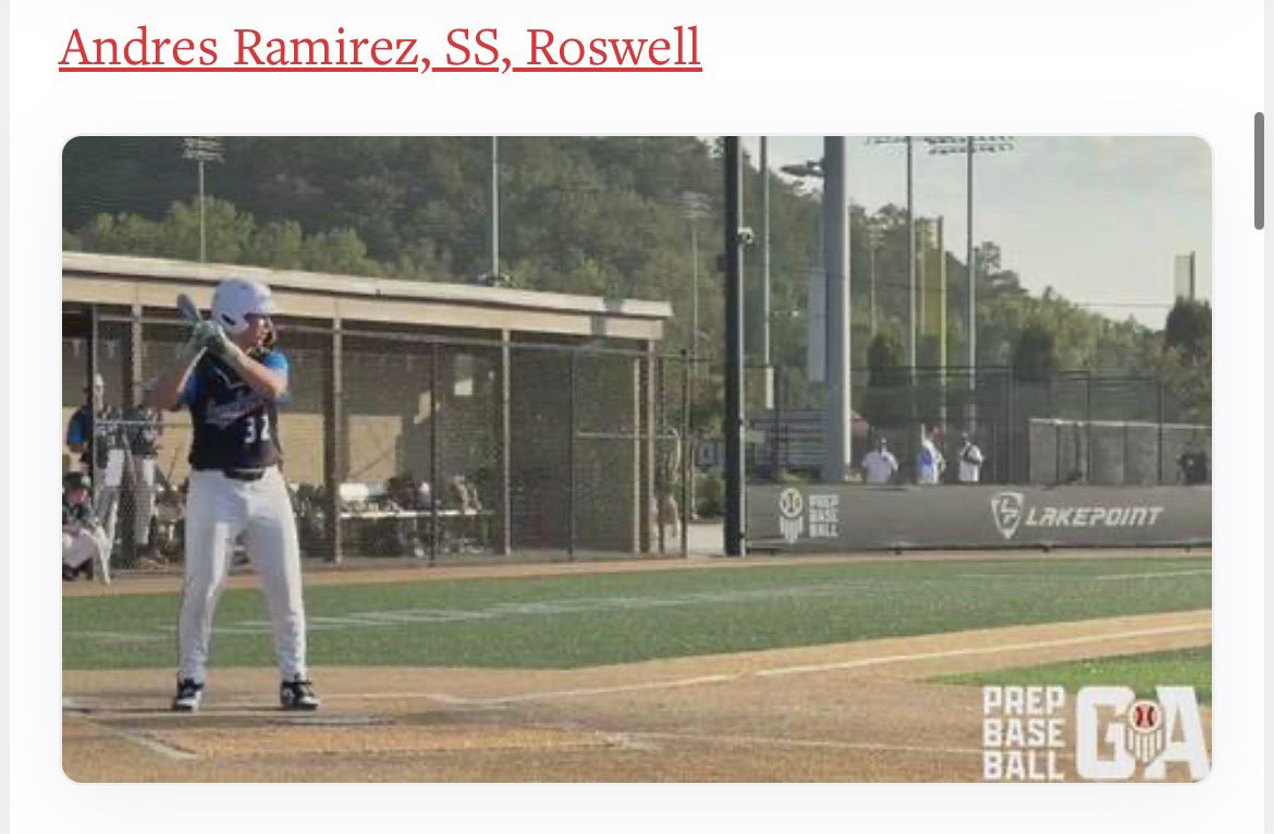 A_Ramirez28's tweet photo. Thank you @PrepBaseballGA for the recognition @SmarTenseBsbl @BaseballRoswell https://t.co/FbnOyUMYgt