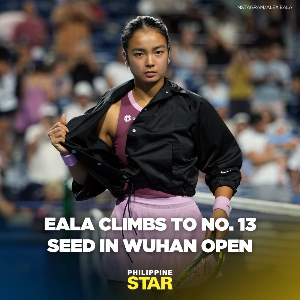 PhilippineStar's tweet photo. Alex Eala is projected to climb in the seedings of the Wuhan Open next week following the withdrawal of several top players led by World No. 1 Elena Rybakina of Kazakhstan. https://t.co/j2n8TTQ2YY https://t.co/YFlkKTTPWe
