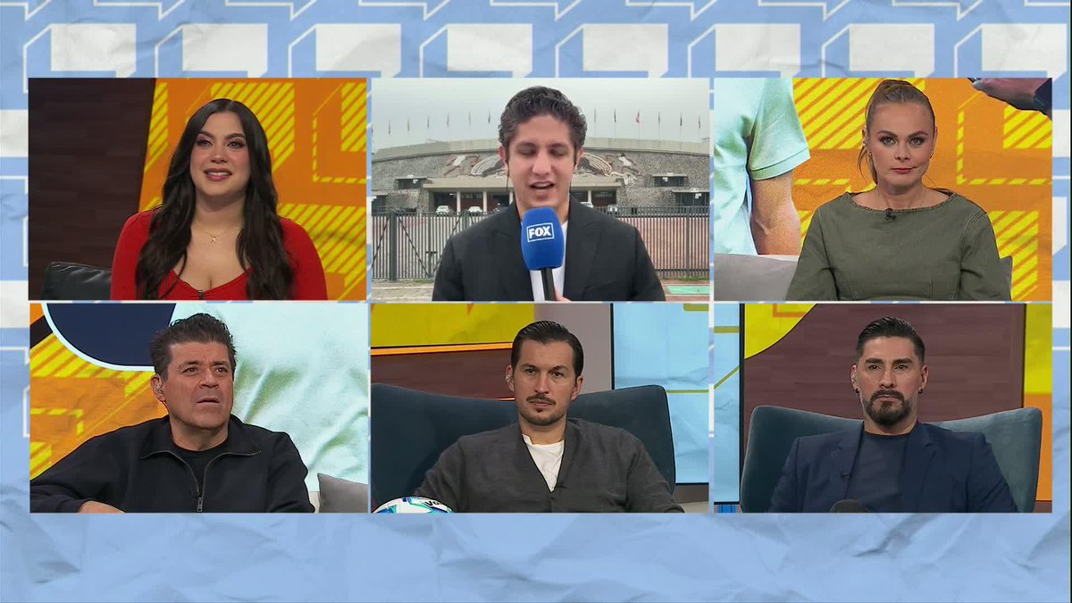 A television news broadcast displays a split screen with six panels showing various people, including a FOX reporter on location, a woman in a red top, a blonde woman in green, and three men in studio settings.