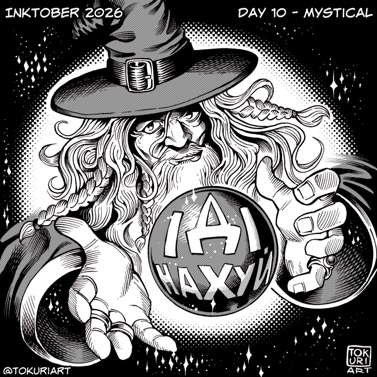 tokuriart's tweet photo. Inktober 2026 Day 10 - Mystical 🧙‍♂️🔮
#inktober2026 https://t.co/5qeiCtMxD5