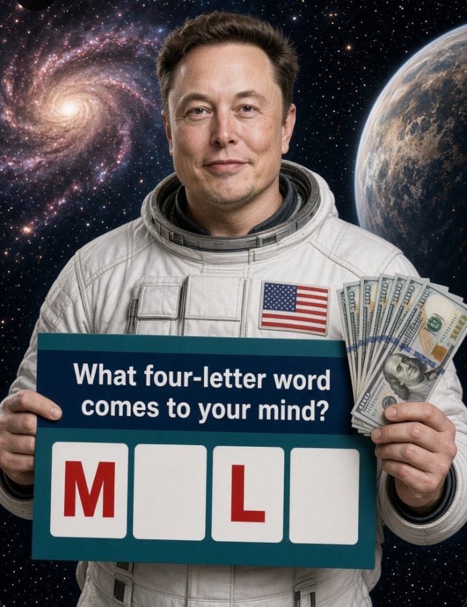 reevemsk024's tweet photo. @ElonEmpireUS #ElonMusk  Word Hunt! M _ L _ — Can you find a 4-letter word that fits? 🧠

     $5,000 prize — Go! 🚀 https://t.co/iUNpWplcPG