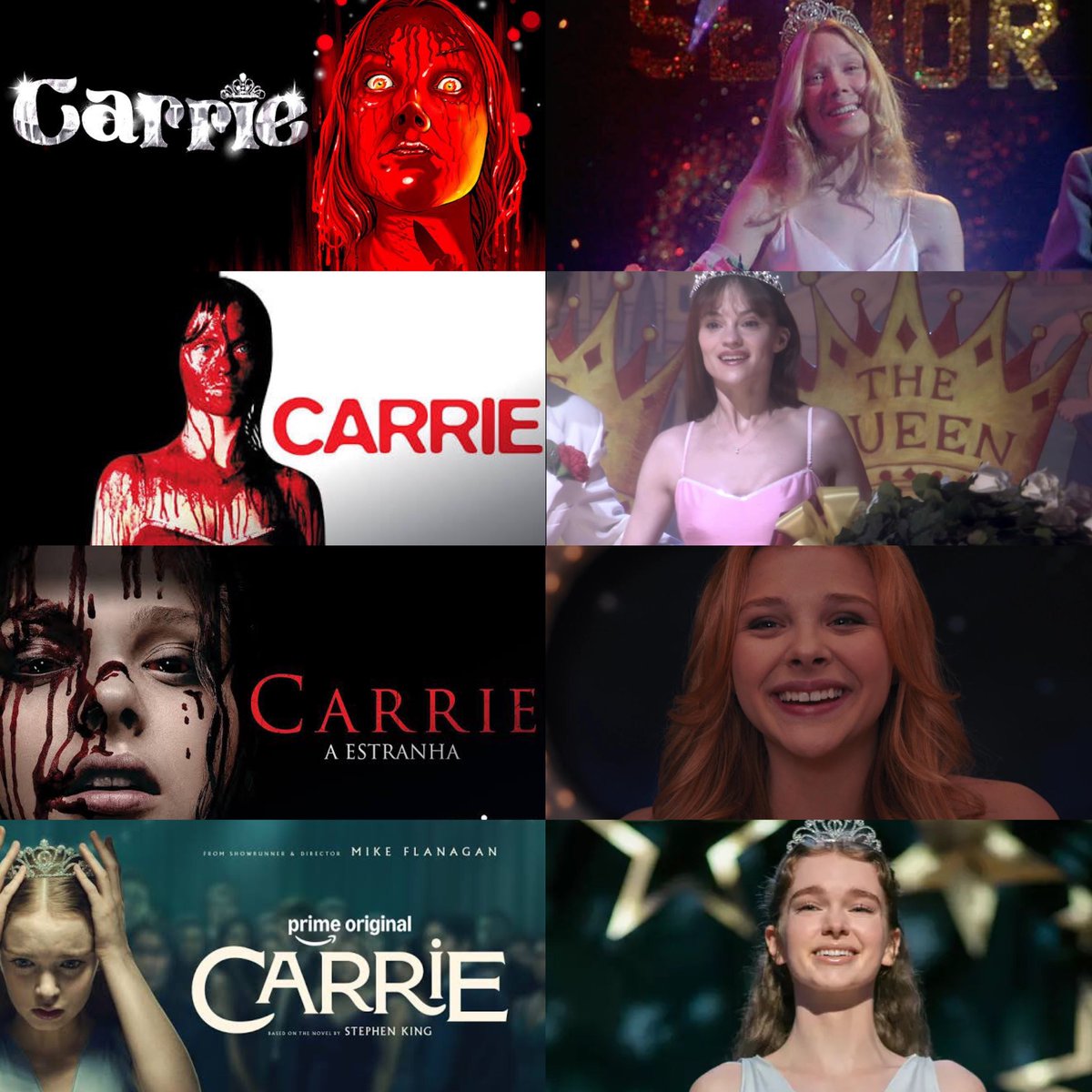 slshrs's tweet photo. todas as versões de carrie ao longo dos anos https://t.co/lbzJiAseIh