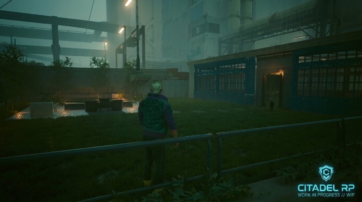Victor94_'s tweet photo. Sneak peek of our custom Industrial-Zen Penthouse built with NCWE for Citadel RP on @Open2077! 🌆⛩️
3 floors & rooftop garden with pond. Still a WIP fixing minor glitches, but huge potential. Stay tuned! 👀🔥
#Cyberpunk2077 #Open77 #NCWE #CyberpunkRP https://t.co/JI1GLnLvf7