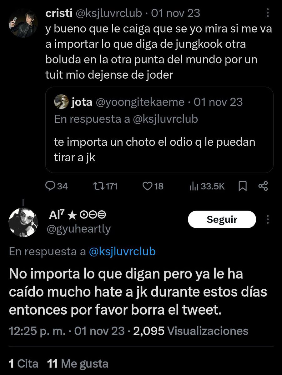_jeoncoffes's tweet photo. Si la siguen a esta pelotuda dejen de seguirme o al revés no me interesa no quiero tener nada que ver con esta down que parece mas anti que fan y que le dan bola como si no pudieran tener dos neuronas que hagan sinapsis y tener CRITERIO PROPIO https://t.co/ACFvlfroAo