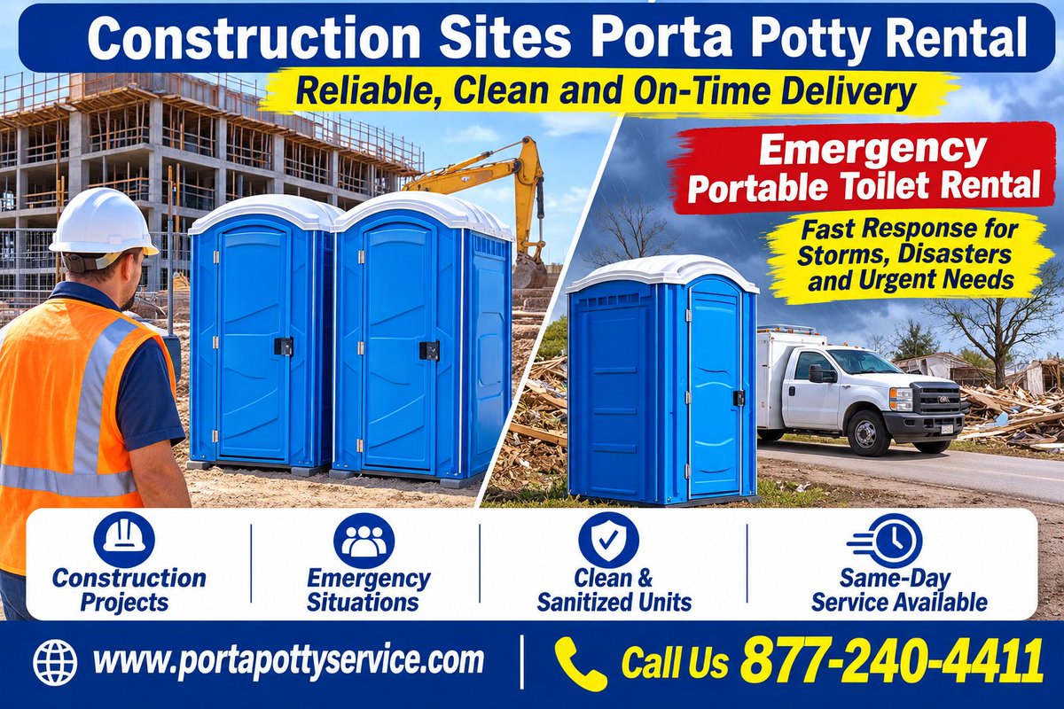 portapottyserve's tweet photo. 🚧 Portable Toilet Rental for Every Situation
🌐 https://t.co/BYYF1l5zEo
📞 877-240-4411
#PortableToiletRental #ConstructionSite #EmergencyToiletRental #PortableRestrooms #EventRestrooms #Construction #Sanitation https://t.co/Z06U1JtURj