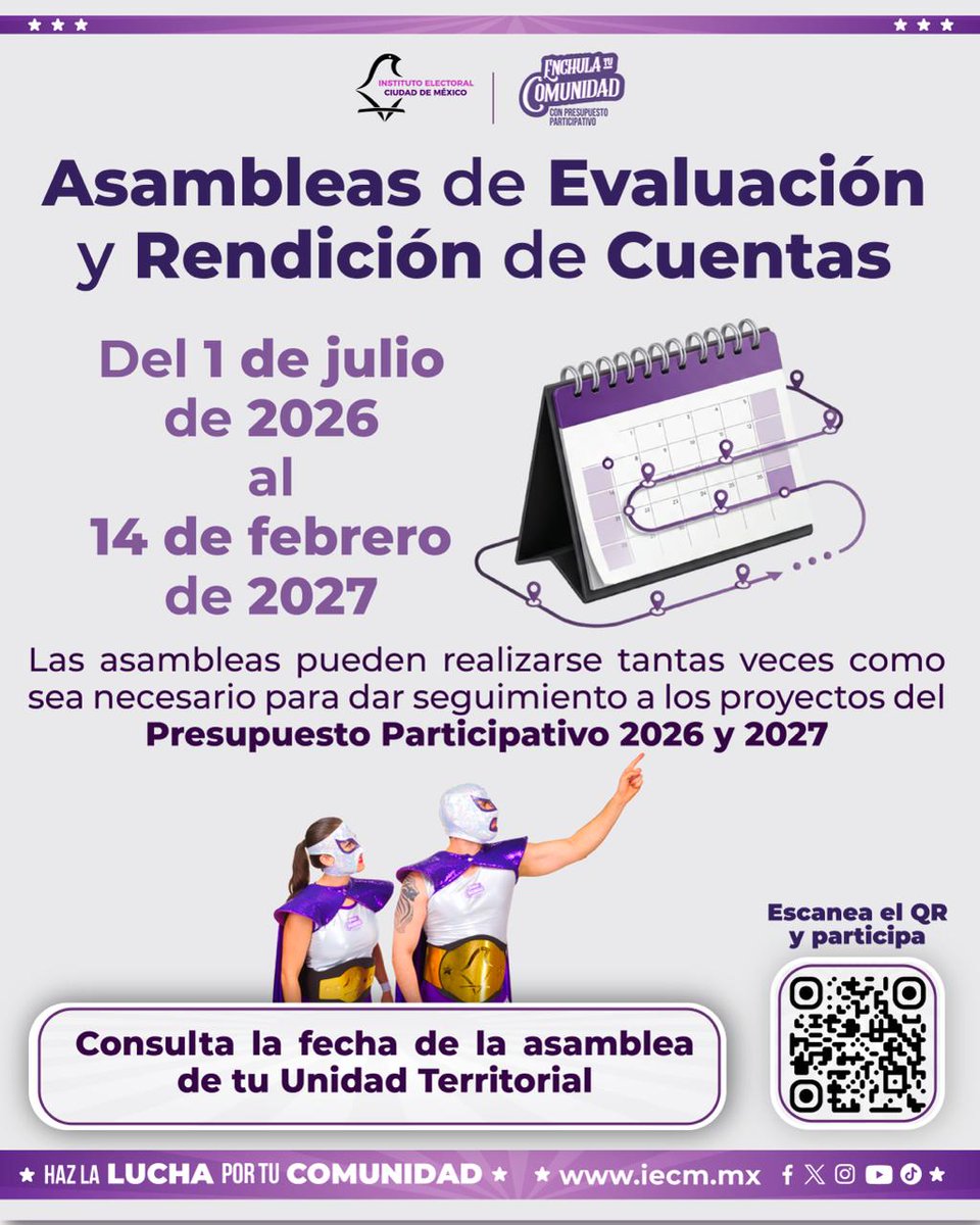 Distrito22IECM's tweet photo. 🏘️ ¡Dale seguimiento al proyecto que elegiste!
📅 Consulta cuándo se realizarála Asamblea de Evaluación y Rendición de Cuentas de tu Unidad Territorial y participa.
🔎 Conoce la fecha y los detalles en: https://t.co/Btg6xauMCq https://t.co/AxpkGGZ4EP