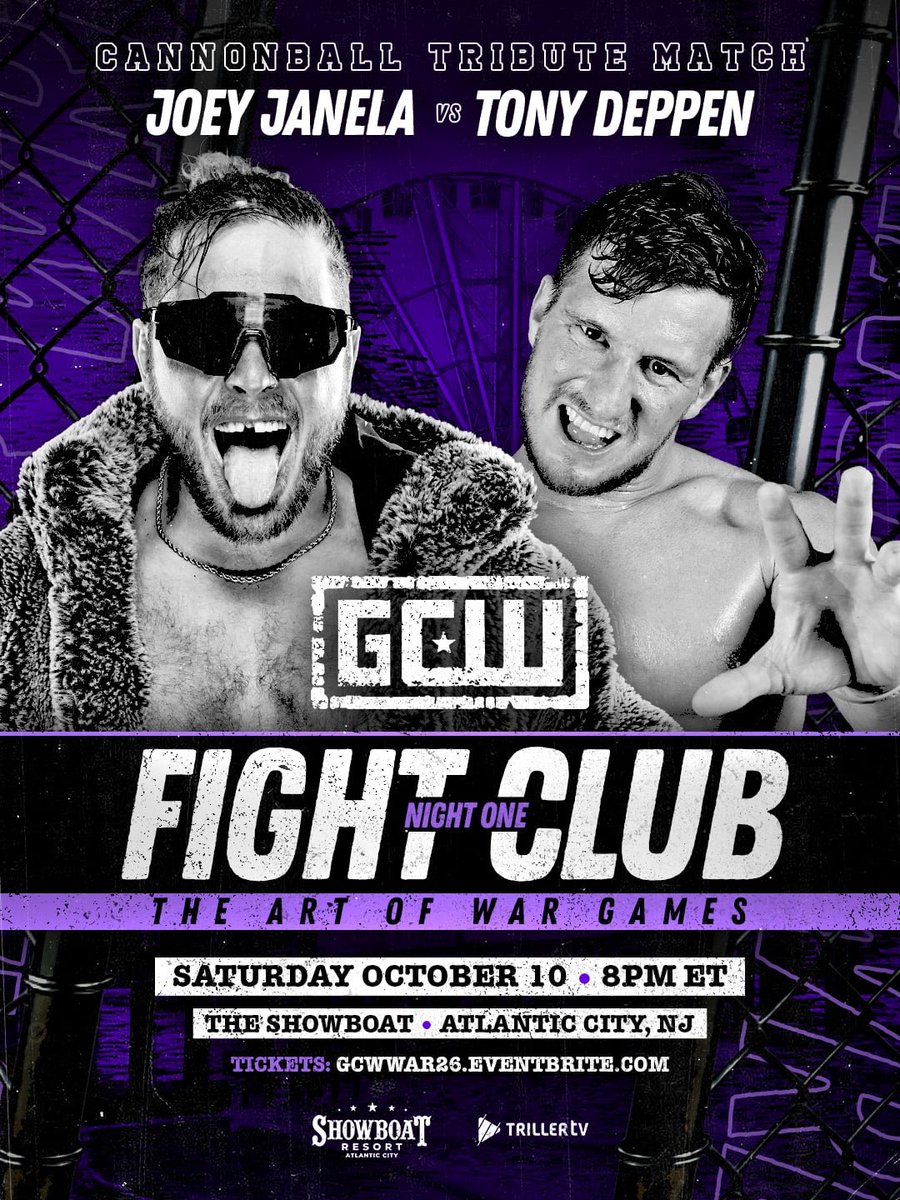 Triller_TV's tweet photo. OFFICIAL FOR SATURDAY 🚨

@JANELABABY vs. Tony Deppen in a Cannonball Tribute Match.

➡️ Watch GCW Fight Club with TrillerTV+ or PPV | OCT 10-11 https://t.co/qsAFzFHOen