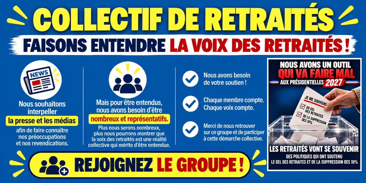 LEGRASJeanluc's tweet photo. Retraités, venez nous rejoindre !
https://t.co/b5xqzPq0Oe https://t.co/tF3g3jv9Y1