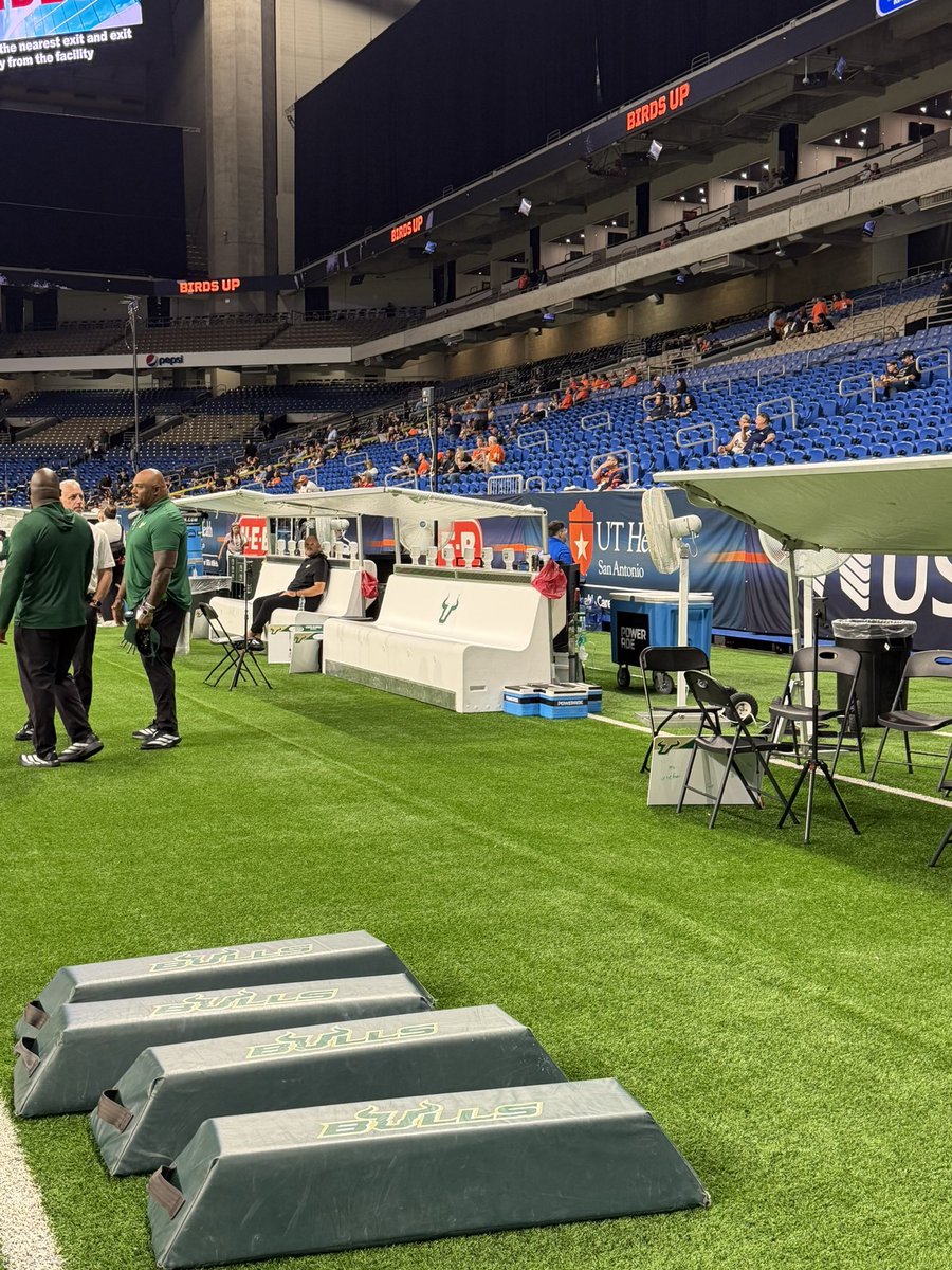 theJJPerez's tweet photo. South Florida brought cooling benches and misting fans inside the Alamodome. https://t.co/558m0Bm2am