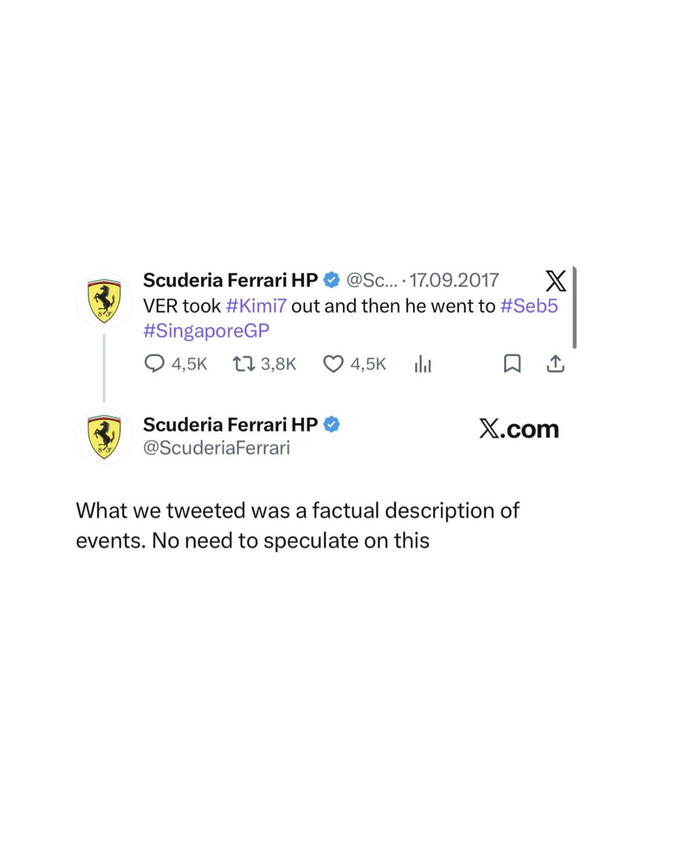 veraylec's tweet photo. what do you mean that redbull actually quoted very very old ferrari’s tweet from singapore 2017 😭

the factual memory of the rb admin is so… https://t.co/O9PJ7cy2rm