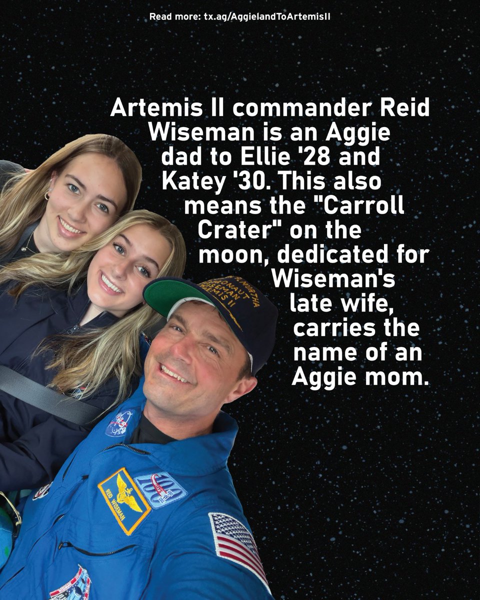 AggieNetwork's tweet photo. It's world space week, Ags!   

What better way to celebrate than by highlighting the Aggies who helped make NASA’s Artemis II mission possible?

🚀Meet more at https://t.co/i9bLgKH78p and https://t.co/sHPluieW6L. https://t.co/1LgfI62bz5