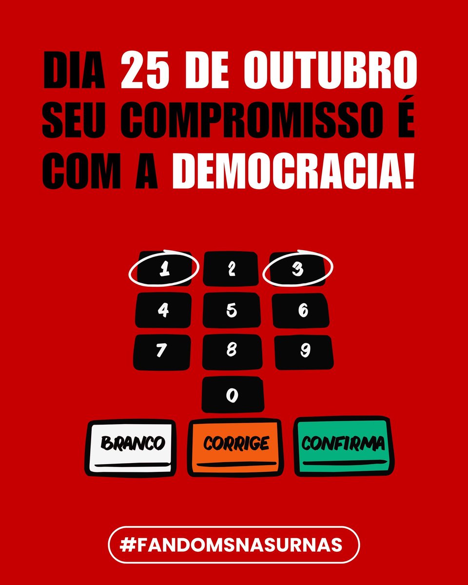 Lookkaew_BR's tweet photo. No 1º turno, mais de 30 milhões de eleitores não compareceram às urnas. 

Cada voto conta e, por isso, nos unimos para compartilhar uma mensagem em comum: VEM PRA URNA! 🗳️

Nós votamos 13. Pela democracia do nosso país. ⭐️♥️

#FANDOMSNASURNAS #FANDOMSCOMLULA https://t.co/jvFxjVZ3xV