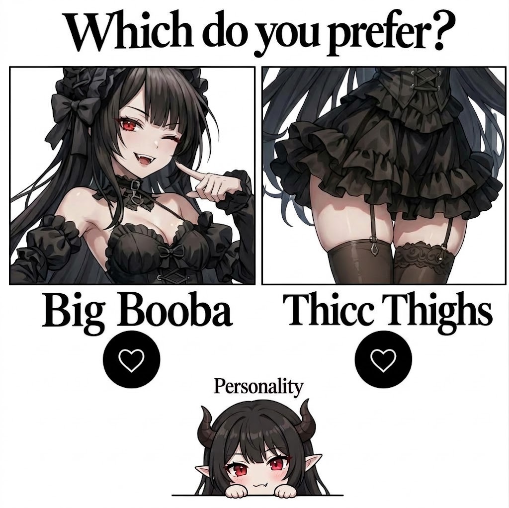 _Olivia_Vtuber's tweet photo. No cheating, you can only pick ONE! 🦇👇 https://t.co/4WOzRwdAvz