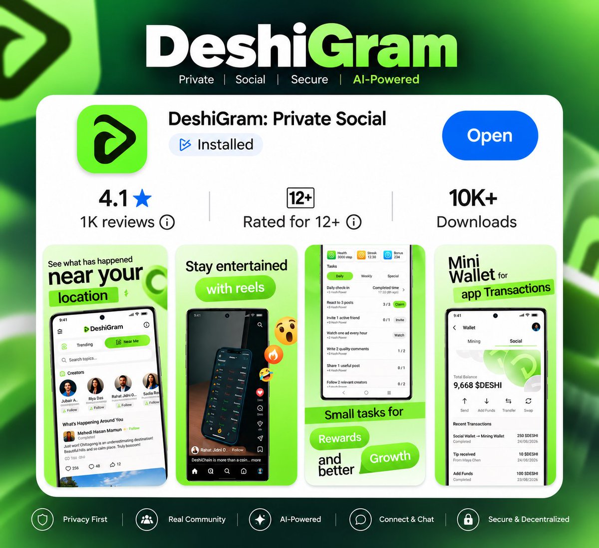 DeshiChainOrg's tweet photo. Some people see an app.
Smart people see the signal. 👀📈

#DeshiChain #DeshiCoin #DeshiGram #PoEU #Mining #Ecosystem  #Airdrop https://t.co/yvSJF9qoBJ