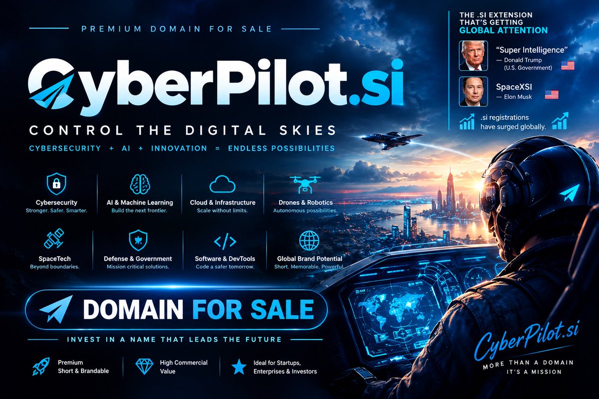belasri_karim's tweet photo. 🚨 https://t.co/c1VXUvteQy
One name. Multiple markets.
🔐 Cybersecurity
🤖 AI & Automation
🛸 Drones & Robotics
☁️ Cloud & Defense Tech
💎 DOMAIN FOR SALE
Serious offers welcome.
#Cybersecurity #AI #DomainInvesting #SI https://t.co/ucV4BLaAbD