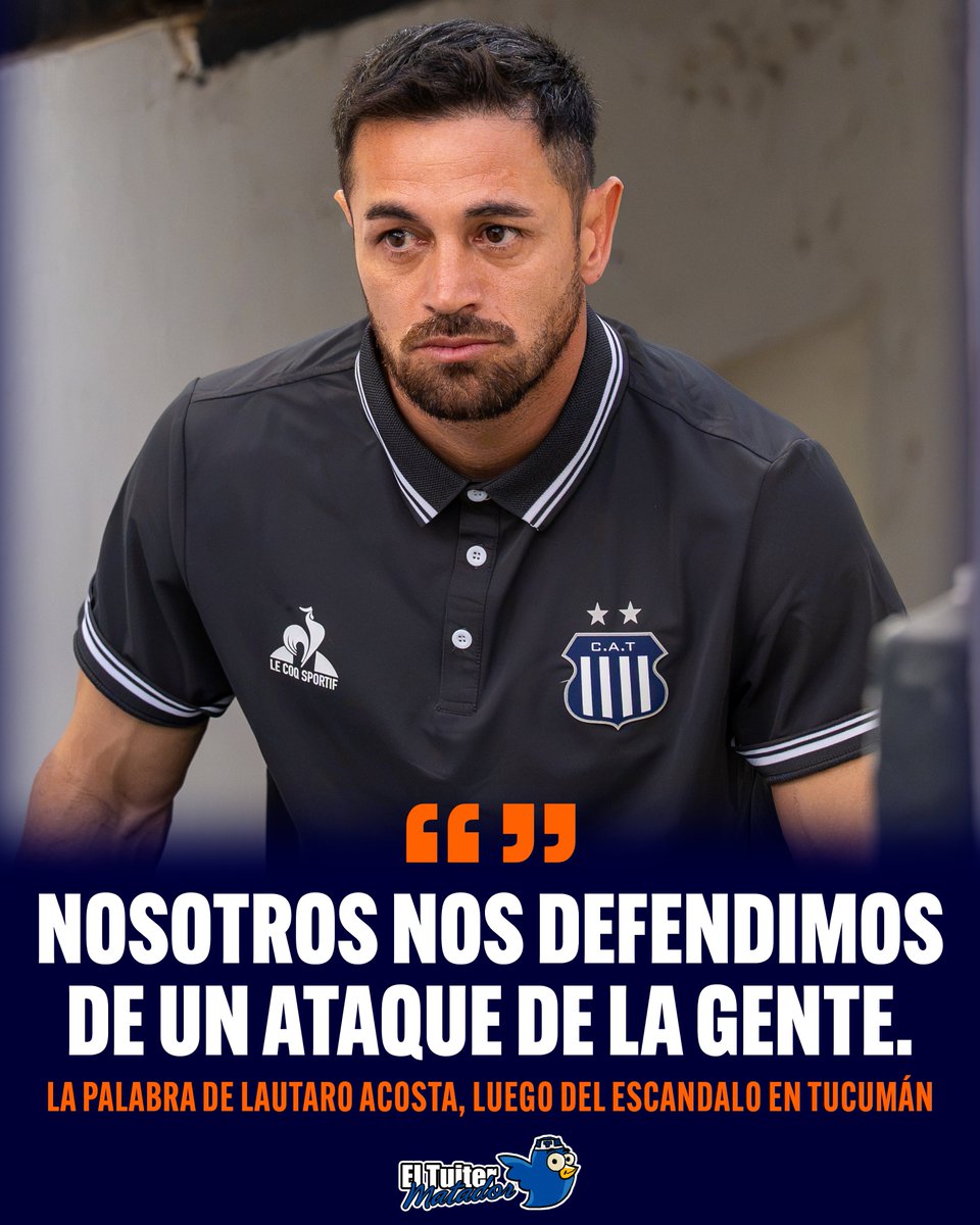 ElTuiterMaTador's tweet photo. Luego del escándalo en Tucumán, los hermanos Acosta hablaron y dieron su versión de lo sucedido.

🎙️ En @DSportsRadio, Rodrigo comentó: ❝Nos echan un jugador a los 4 minutos, a los 30 nos echan otro y en el minuto 92 nos cobran un gol en contra que la pelota no entra. En el entretiempo, le pregunto al árbitro porqué me amonestó y me expulsó. Después lo echa a Lautaro. Hasta el juez de línea nos dio la razón❞.

✍️ ❝Ya expulsados, estábamos viendo el partido afuera y la gente de Atlético Tucumán se nos tira encima festejando el gol. Después nos estábamos yendo y nos empezaron a pegar, al médico lo tiraron al piso y ahí nos defendimos. Esa es la realidad. No había ni policía ni seguridad. 𝗡𝗼𝘀 𝗮𝗰𝘂𝘀𝗮𝗻 𝗮 𝗻𝗼𝘀𝗼𝘁𝗿𝗼𝘀, 𝗽𝗲𝗿𝗼 𝗻𝗼𝘀 𝘁𝘂𝘃𝗶𝗺𝗼𝘀 𝗾𝘂𝗲 𝗱𝗲𝗳𝗲𝗻𝗱𝗲𝗿. Tampoco nos podemos dejar pegar❞.

🗣️ ❝Nosotros ponemos en juego nuestro trabajo, porque seguramente habrá dirigentes que no les gusta lo que pasó y tendremos que responder. Pero 𝗹𝗼 𝗾𝘂𝗲 𝗵𝗶𝗰𝗶𝗺𝗼𝘀 𝗳𝘂𝗲 𝗱𝗲𝗳𝗲𝗻𝗱𝗲𝗿 𝗮 𝗧𝗮𝗹𝗹𝗲𝗿𝗲𝘀❞.

Por su parte, Lautaro habló en @TyCSports y dijo: ❝Nosotros reaccionamos y nos defendimos. Sabemos que todo terminó en escándalo, no me gusta lo que pasó ni la imagen que dimos, pero que no quieran cambiar la versión ni tergiversar las cosas: nosotros defendimos a nuestros jugadores y al staff de un ataque de la gente que estaba ahí. Y el primer culpable fue el árbitro, que nos perjudicó de una manera escandalosa. 𝗘𝗿𝗿𝗼́ 𝗰𝗼𝗻 𝗮𝗻𝗶𝗺𝗼𝘀𝗶𝗱𝗮𝗱 𝗱𝗲 𝗽𝗲𝗿𝗷𝘂𝗱𝗶𝗰𝗮𝗿 𝗮 𝗧𝗮𝗹𝗹𝗲𝗿𝗲𝘀❞.