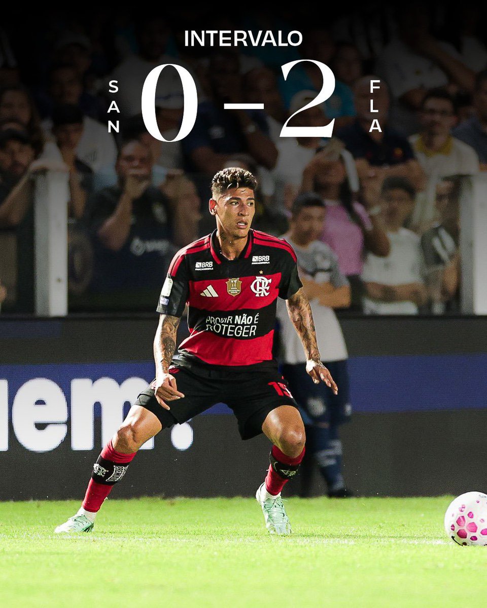 Flamengo's tweet photo. MENGÃO NA FRENTE NO PRIMEIRO TEMPO! DANILO ABRIU O PLACAR PRO FLAMENGO E PAQUETÁ AMPLIOU SOBRE O SANTOS! #SANxFLA #Intervalo https://t.co/TN6j82LSOS