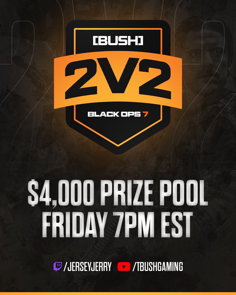 tBushGaming's tweet photo. The 1st ever Bush 2v2 SND tourney will be held tomorrow at 7est. $4k prize pool, 16 teams with some of the best &amp; up and coming talent in challengers. Every match will be streamed. Full details in following tweet 🌳 https://t.co/kg3e5xclsy