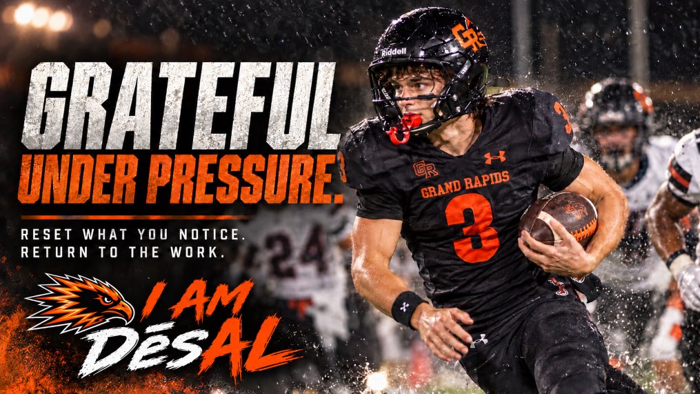 CoachSpahn's tweet photo. Gratitude matters most when pressure makes it hardest to access.
When stress rises this week, name one thing that is still good, useful, or worth protecting. That choice does not erase the challenge; it changes where your attention goes next.

#DēsALBuilt #GRHSFootball https://t.co/cYTTkwn3p0