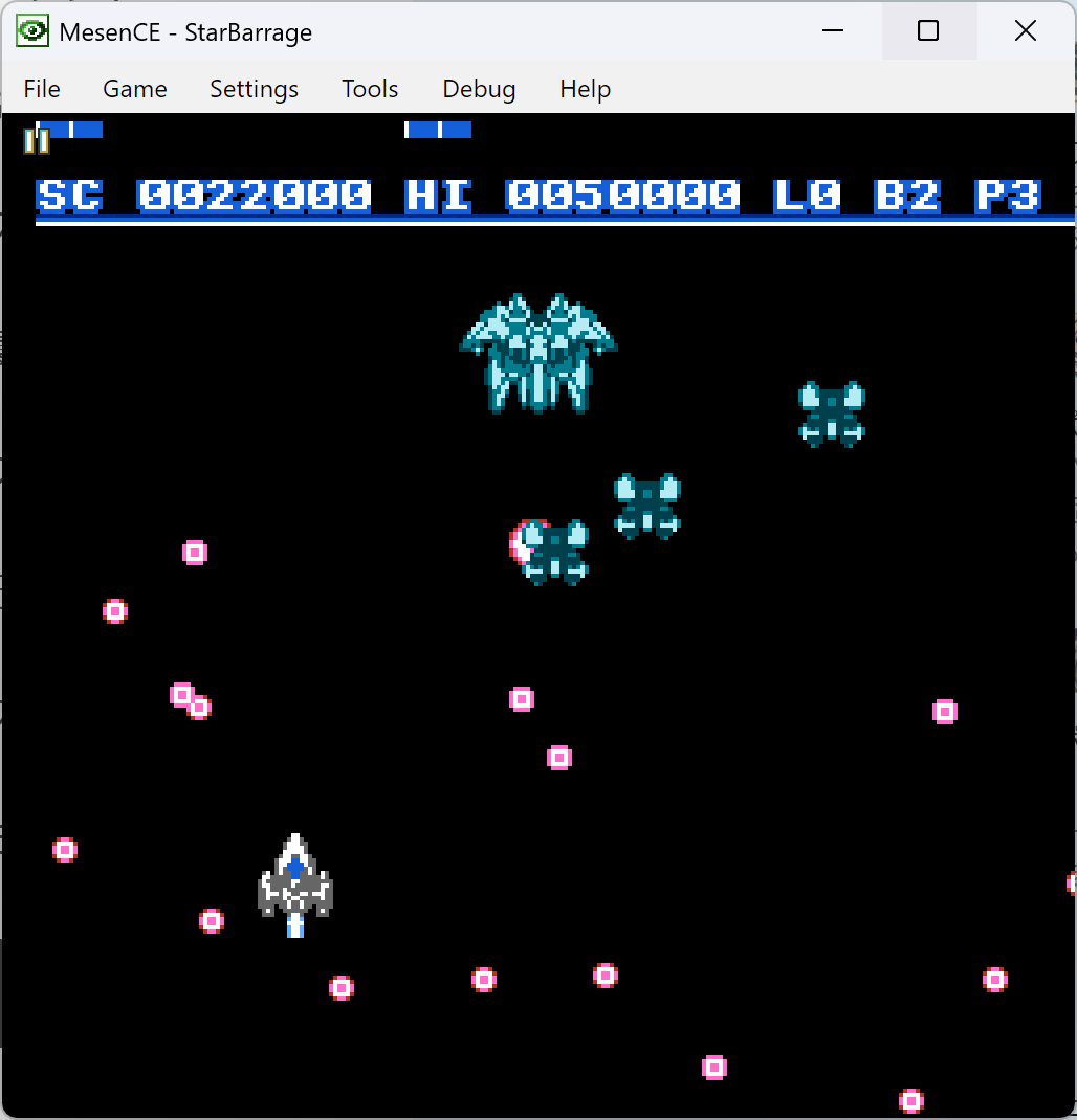 yunomifactory's tweet photo. 今作っているゲームは、NESDOOM方式とはけっこう違うと思う。なぜなら、ゲーム自体は普通にエミュレータで動くから。要するにファミコンの6502でゲームが動いている。MMC5に類似する8x8単位でパレットを設定できるBGを持っているけど、そこは基板側がMMC5と互換性を持たせられなかったので、エミュレータでは背景が出ない。拡張されているところは、WRAMの特定アドレスにデータを書き込むと、それをコマンドとして解釈して画面上にライン等を描画したり、スプライトDMAで送る座標を使ってスプライトの裏のBGをパレット3の値に変更する機能があったりする（これでちらつきを軽減）。