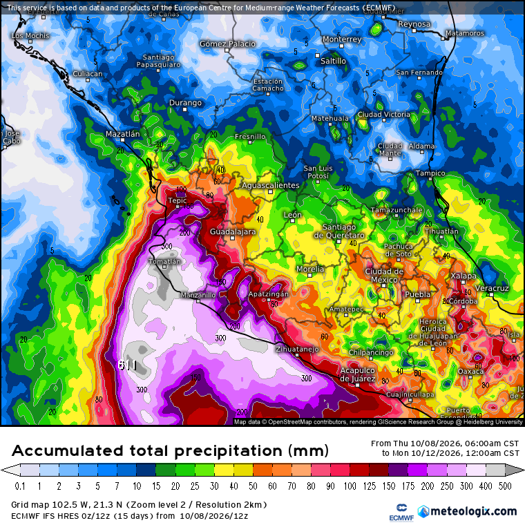 SasslaClimaMx's tweet photo. ⚠️⛈️ La amenaza principal para la población serán acumulados intensos a extraordinarios por las lluvias.

🔴🌊 Se prevén acumulados altamente peligrosos en los estados de #Jalisco, #Colima y #Michoacán propicios para inundaciones o deslaves de peligro.

2/2 https://t.co/8WyEiEpZR7