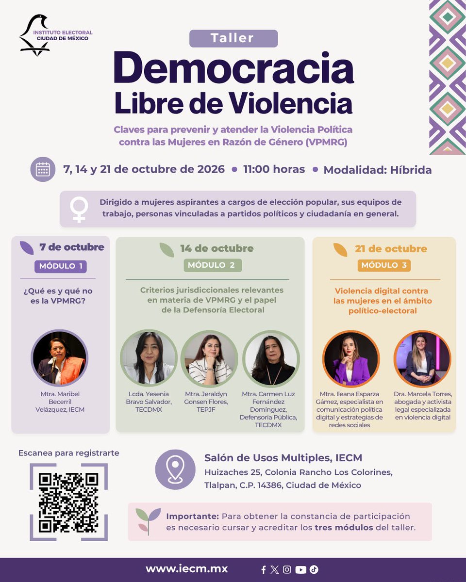 Distrito19IECM's tweet photo. te invitamos al taller "Democracia libre de violencia" https://t.co/CDnrlC9Pxd