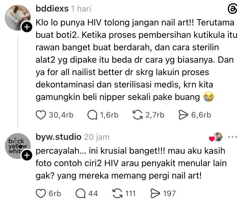 SeekHustle's tweet photo. Ga cuman scalling gigi guys, ternyata dari nail art kemungkinan juga bisa terjangkit 

Tapi bentar .. disini dijelasin ga cuman HIV aja yg bisa nular tapi sifilis juga (raja singa) https://t.co/P6AeV4E42n