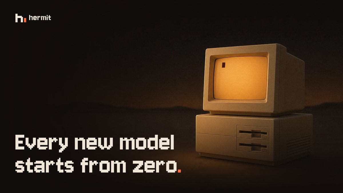 useHermit's tweet photo. Every new model starts from zero.

You explain the stack, the rules, the decisions. Then a better model ships, you switch, and explain it all again.

What your agent learned shouldn't belong to one model. https://t.co/Ci4usG1rSE