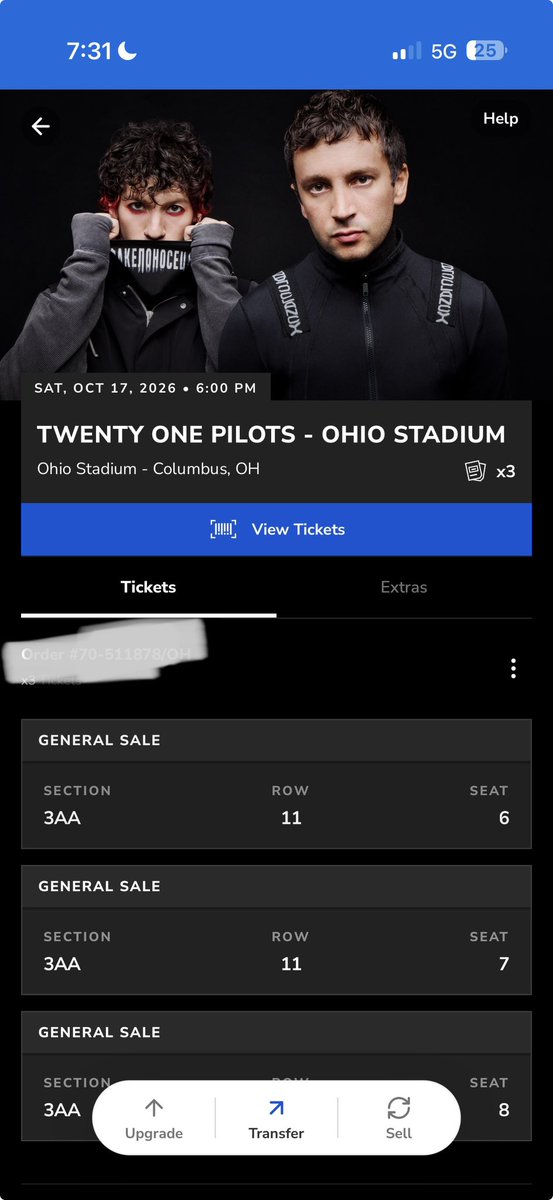 AlphaPrideProd's tweet photo. wts iso selling (3) three twenty one pilots tøp tickets tix ohio stadium tickets to cbus

DM if interested - can show proof!

10/17 columbus October 17

section FLR F row 5 seat  2-3-4-6 
section 3AA row 11 seat 6-7-8 - lower bowl ..! https://t.co/g3oT7PQTBY