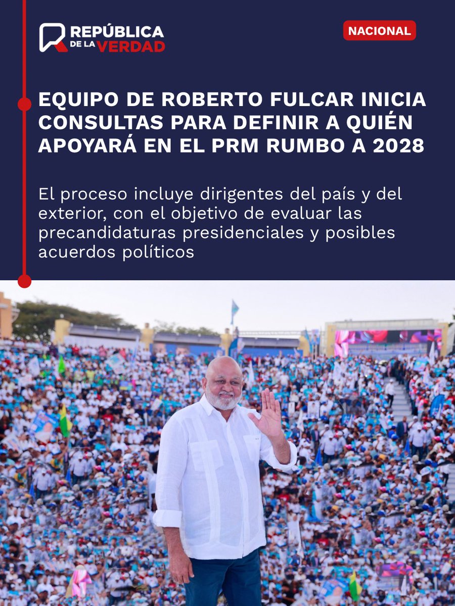 republicaverdad's tweet photo. El equipo político de Roberto Fulcar inició consultas con dirigentes del PRM en el país y el exterior para definir qué precandidatura presidencial respaldará rumbo a 2028. Las conclusiones se esperan antes de finalizar el año.
#RepúblicaDeLaVerdad #PRM https://t.co/sF2spDmf0g