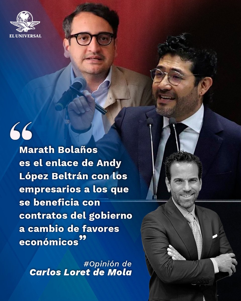 El_Universal_Mx's tweet photo. Marath, el mensajero de Andy | #Opinión de @CarlosLoret 

"El secretario del Trabajo se pasea por oficinas con mensajes: este favor o este contrato lo pide Andy. ¿Quieres reunirte con Andy? Es con él"

https://t.co/FxOoH3qb5O https://t.co/qtVHgC546h
