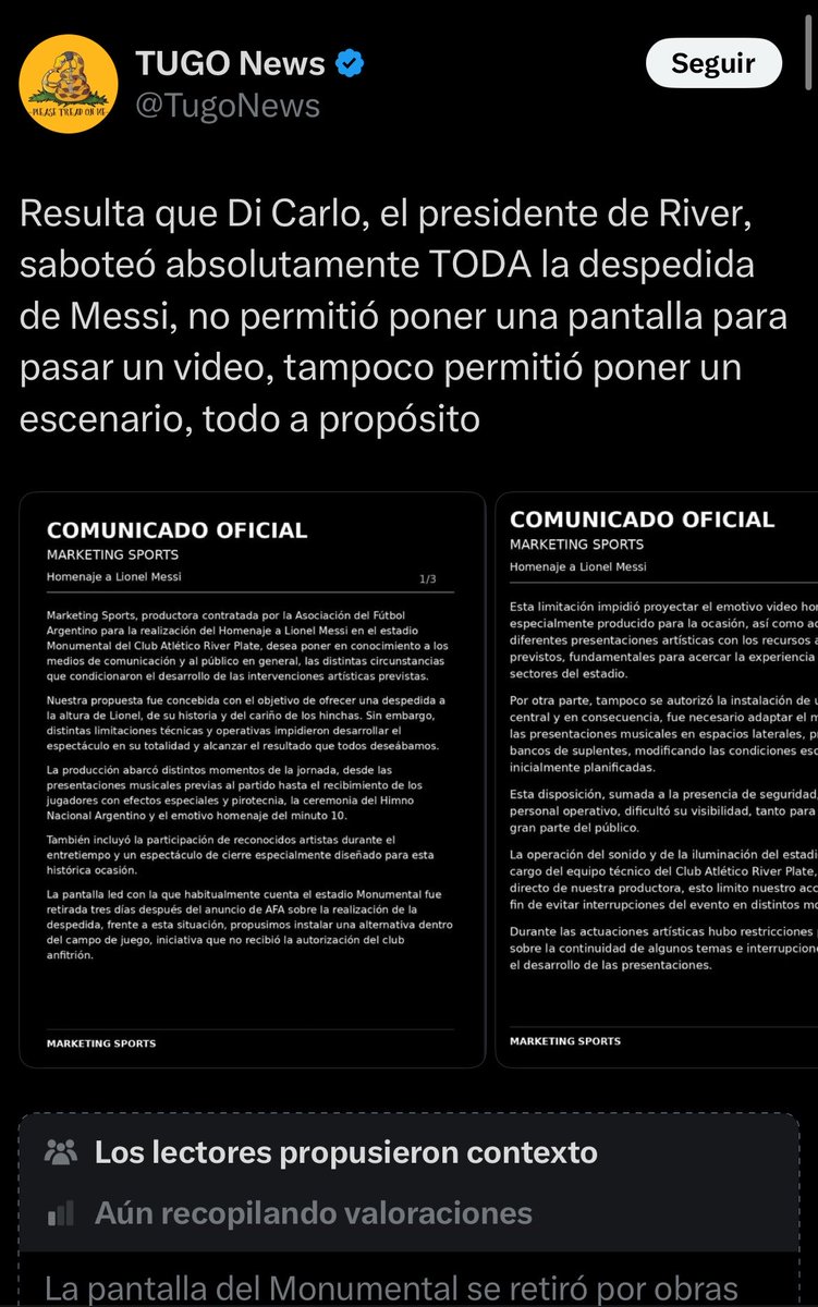 Briagustinaa's tweet photo. Ni 3 horas le duró la información falsa.

Sigan operando contra River https://t.co/0FcnNS7CzV