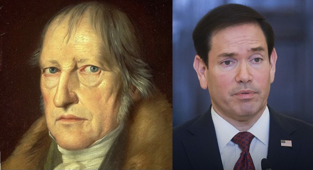 IranembTun's tweet photo. Hegel or Rubio? 

Hegel : “With the Persian Empire we first  enter on continuous History. The Persians are the first Historical People.”

Rubio: “Ancient Iran was anti-civilization.” https://t.co/wvlQNwAmsk