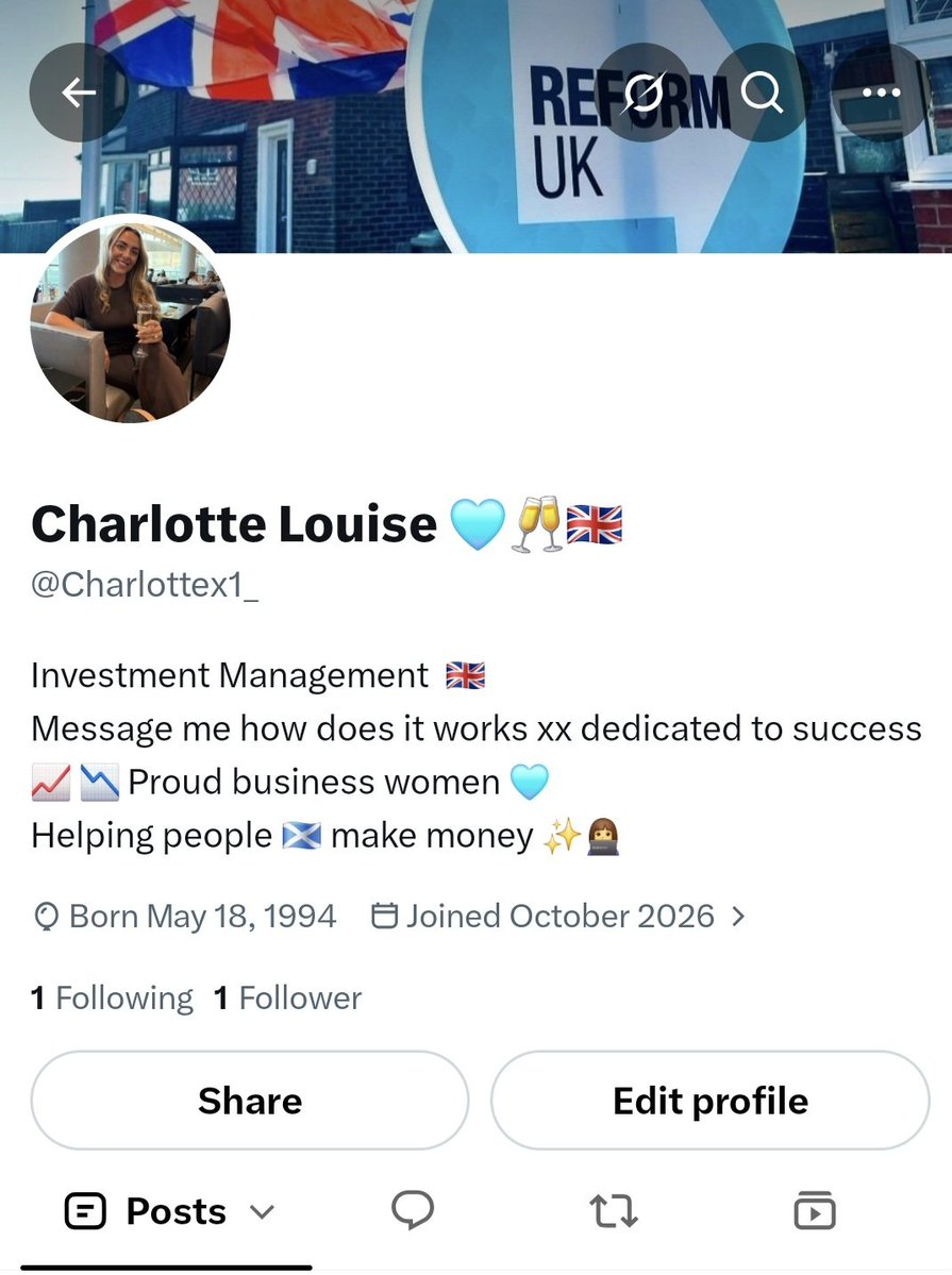 charlotte_xo_uk's tweet photo. Proper sorted! Don’t forget to go and follow my backup account to all my reformUK family page. 🩵🥂✨️🇬🇧

#reformuk #VoteReform. https://t.co/g8XNycgNPF