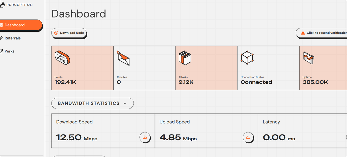 MichaelSirvent's tweet photo. Just reviewed my Perceptron Node Dashboard. Uptime maintained, all metrics within healthy range. Excited to support decentralized AI infrastructure. @PerceptronNTWK #NodeAndProud https://t.co/WlBNp8zwqk
