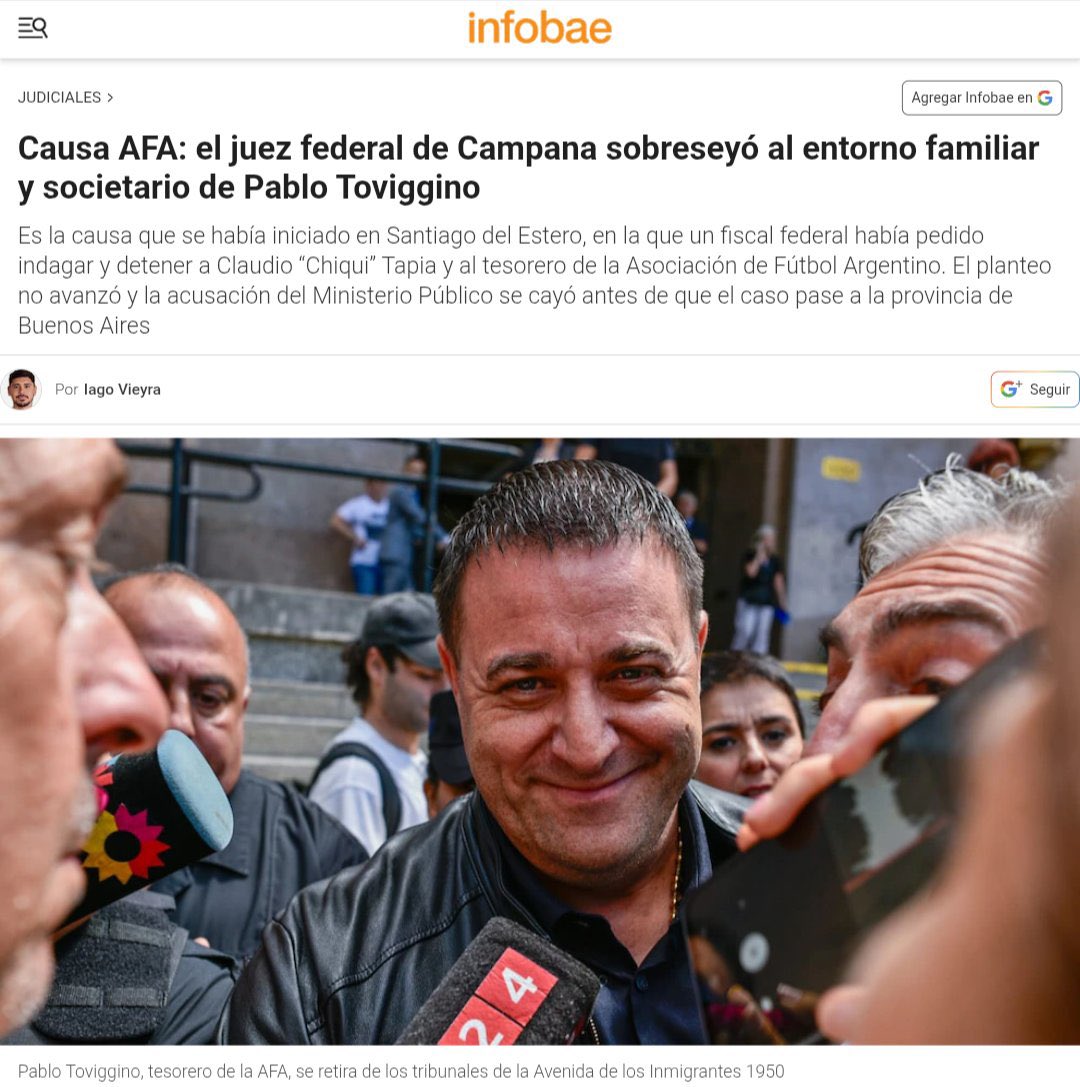 TugoNews's tweet photo. Otra causa de Tofoni para ensuciar a la AFA que termina en NADA, no tenía sustento y no hubo ninguna transferencia entre las empresas que él señalaba y la AFA, sigan operando nomas https://t.co/OIDIzmX9Cw