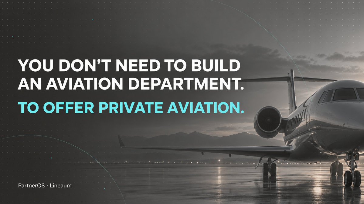 FlyLineaum's tweet photo. Your clients already trust you with their travel.

Why refer their private aviation needs elsewhere?

PartnerOS helps travel and concierge businesses offer private jet charter without building aviation infrastructure from scratch.

https://t.co/63QTwKr2Tt https://t.co/6tlt71ZIbZ