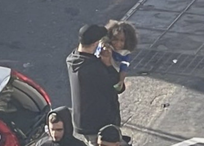 notchrisvolpe's tweet photo. Idk a single person who wouldn’t flee from a random, unidentifiable guy in a $5 construction vest pointing a rifle at them and their preschooler.

This is disgusting and I hope these images are etched into your brains for every future election you ever vote in. https://t.co/owylKL1C1U