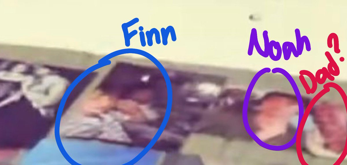 Farthursbatman's tweet photo. So this is from his gifts tiktok BUT I think this picture could be Finn 🤷‍♀️

Plus a photo of Noah included/circled for comparison because they do NOT look the same at all, also it looks like Finn is doing his eye rubbing motion he often does 

Take this lightly tho ig? https://t.co/KRB4J3E0ze