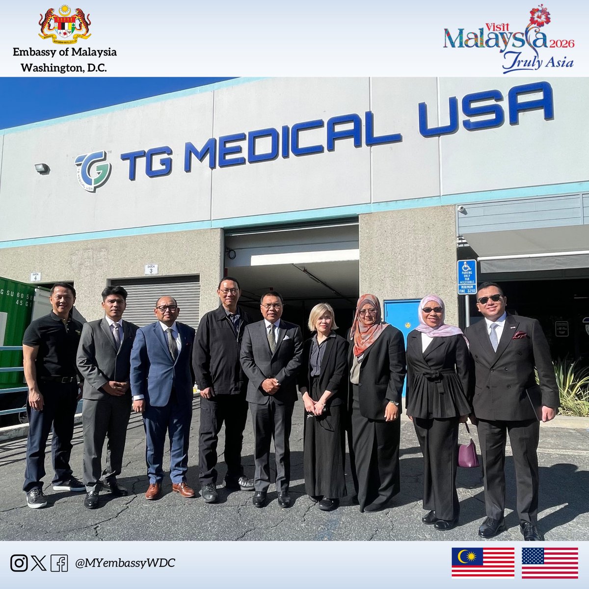MYembassyWDC's tweet photo. On 6 October 2026, Ambassador Tan Sri Shahrul Ikram visited TG Medical (USA) Inc. in Azusa, California, a wholly owned subsidiary of Malaysia’s Top Glove Corporation Bhd., the world’s largest rubber glove manufacturer. https://t.co/UeToN6eHGw